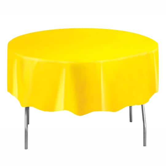 Plastic Yellow Round Table Cover 84, Plastic Round Table Cloths